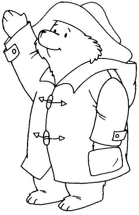 クマのパディントンが手を振っている のぬりえ