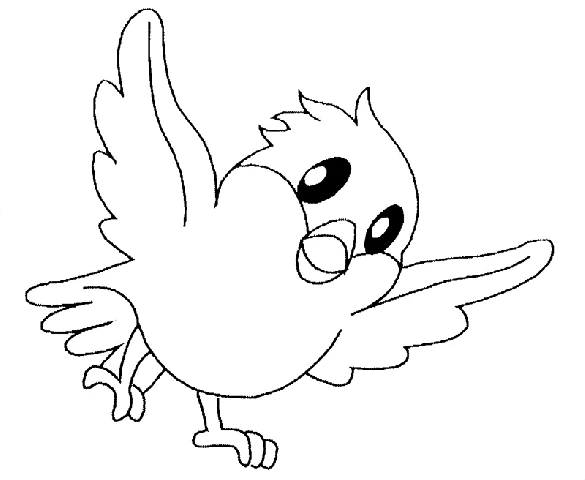 翼を広げて飛ぶ小鳥 のぬりえ