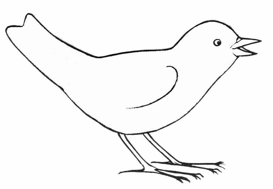 くちばしを開けて鳴く鳥 のぬりえ