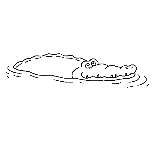水に浮かぶワニ のぬりえ