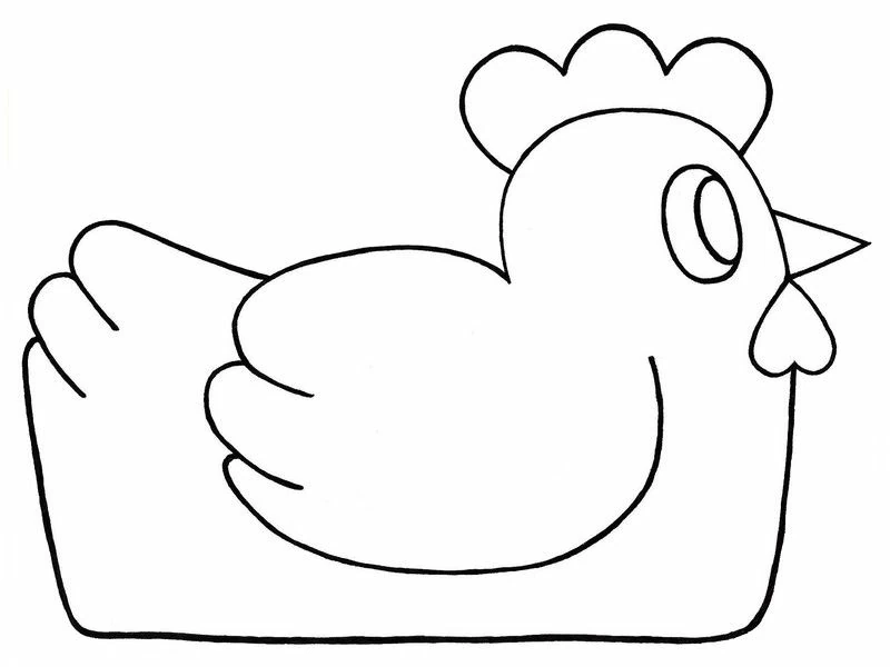座っている雌鶏 のぬりえ