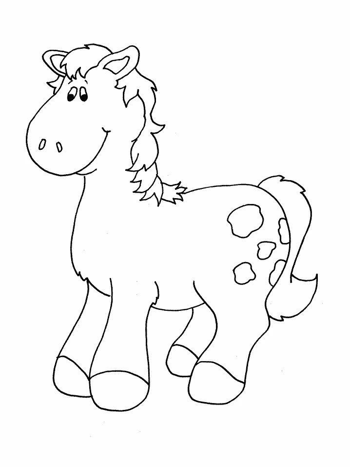 斑点のある笑顔の馬 のぬりえ