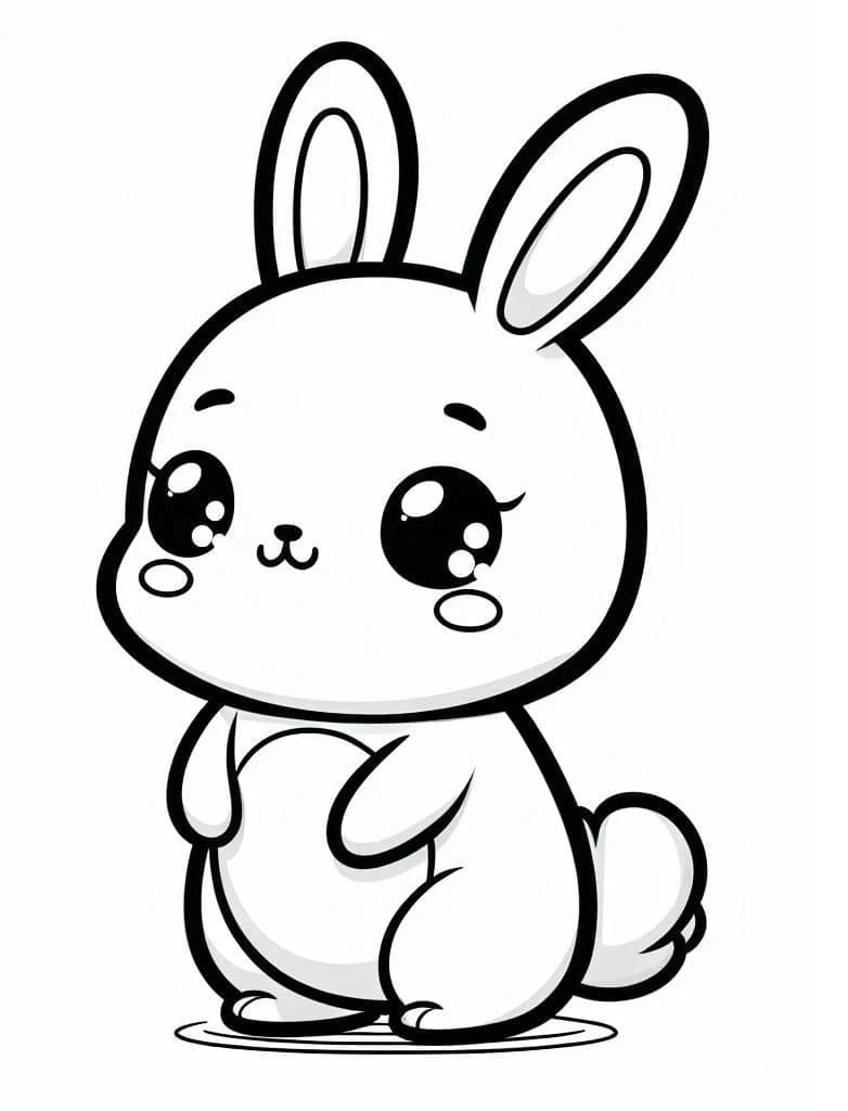 かわいいウサギが座っている大きな目の絵 のぬりえ