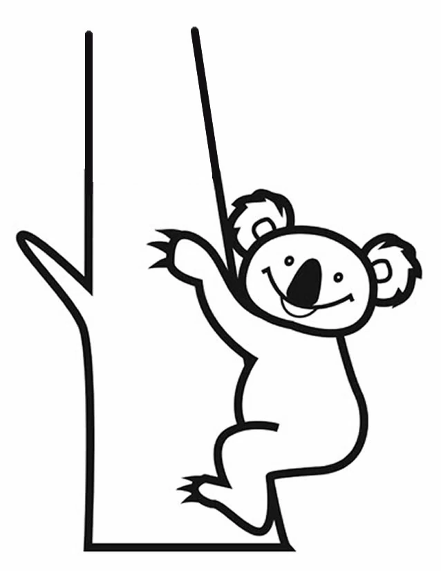 コアラが枝につかまっている様子 のぬりえ