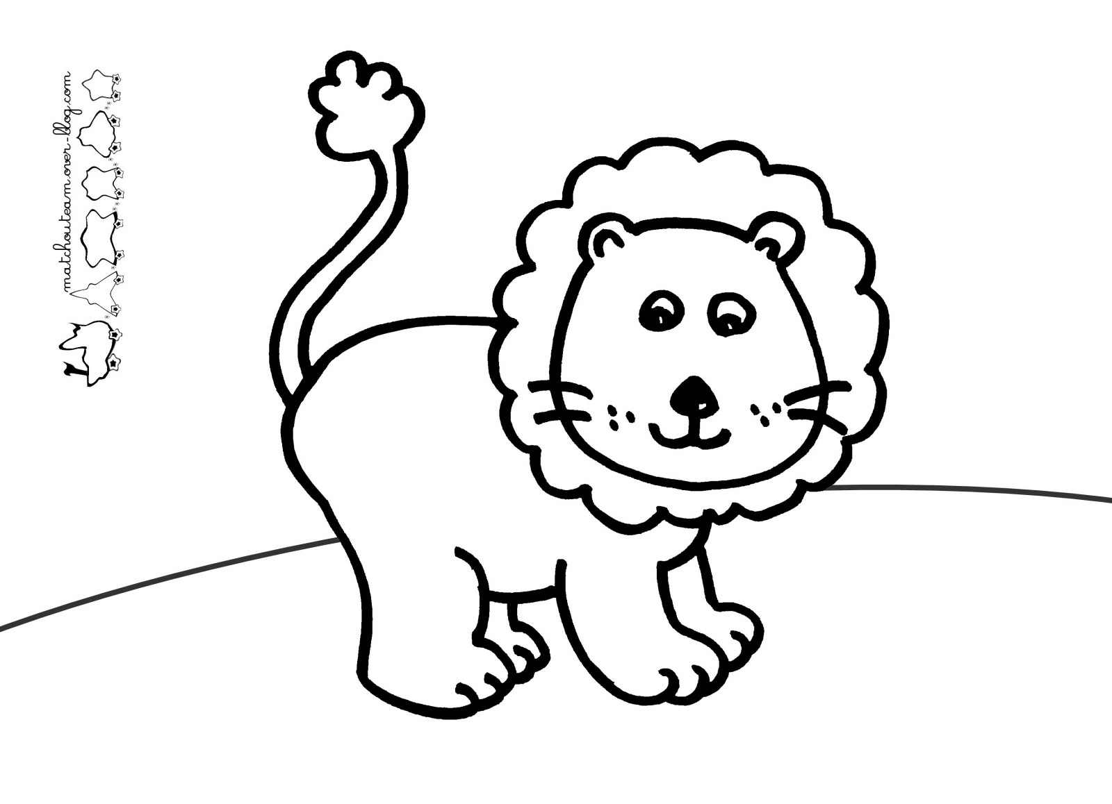 尾を丸めて立つライオン のぬりえ