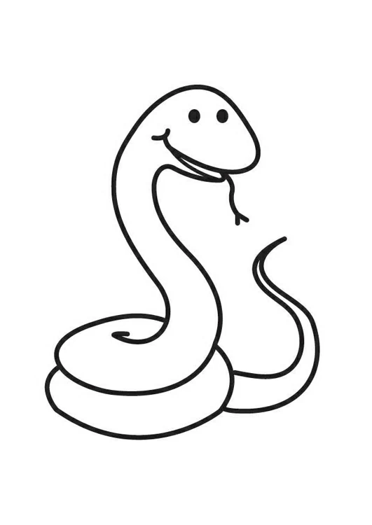 とぐろを巻いて舌を出す蛇 のぬりえ