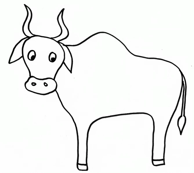 大きな角を持つ牡牛座の牛 のぬりえ
