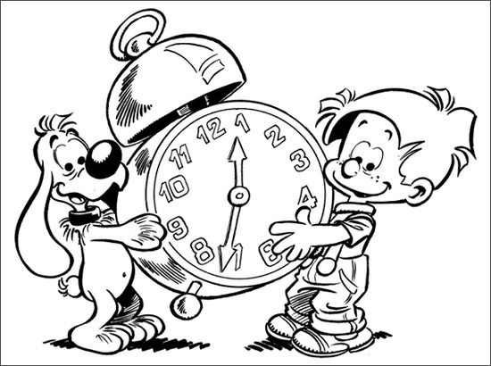 巨大な目覚まし時計を持つBillyとBuddy のぬりえ
