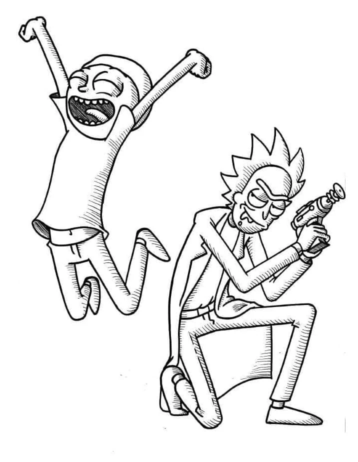 RickとMortyのアクション のぬりえ