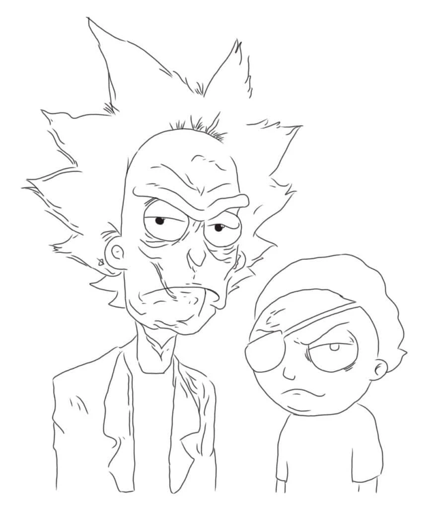 RickとMortyのクローズアップ のぬりえ