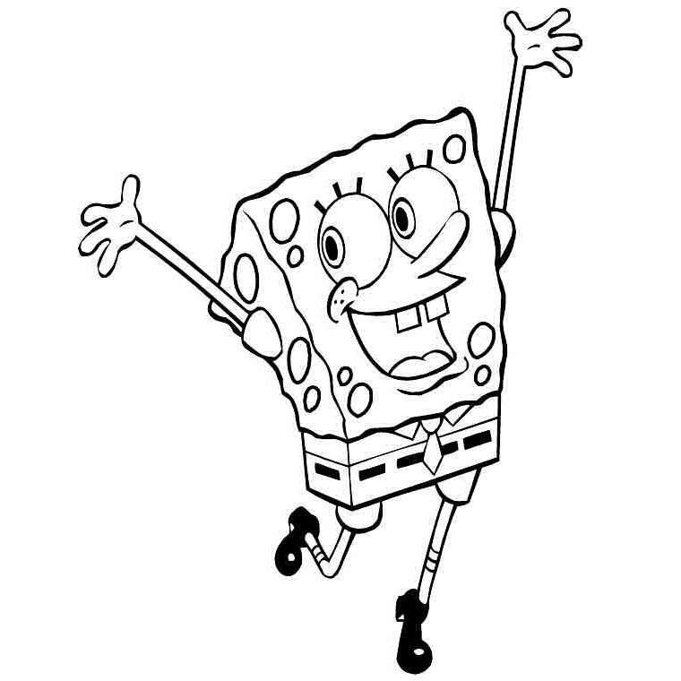 SpongeBob SquarePantsが飛び上がって喜ぶ姿 のぬりえ SpongeBob SquarePantsが飛び上がって喜ぶ姿 のぬりえ