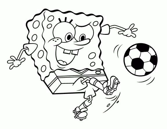 サッカーをするスクエアボブ・スクエアパンツ のぬりえ