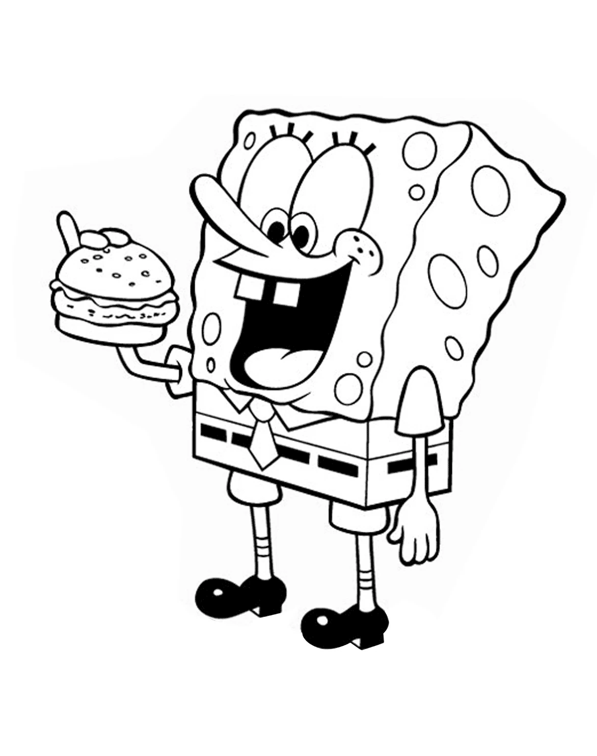 カニバーガーを持つスクエアボブ・スクエアパンツ のぬりえ