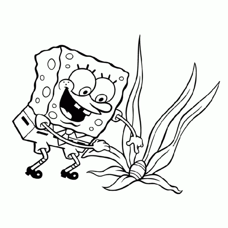SpongeBob SquarePantsと海藻 のぬりえ