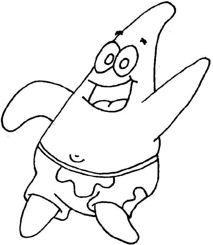 SpongeBob SquarePants キャラクター パトリックが笑顔で手を振る のぬりえ