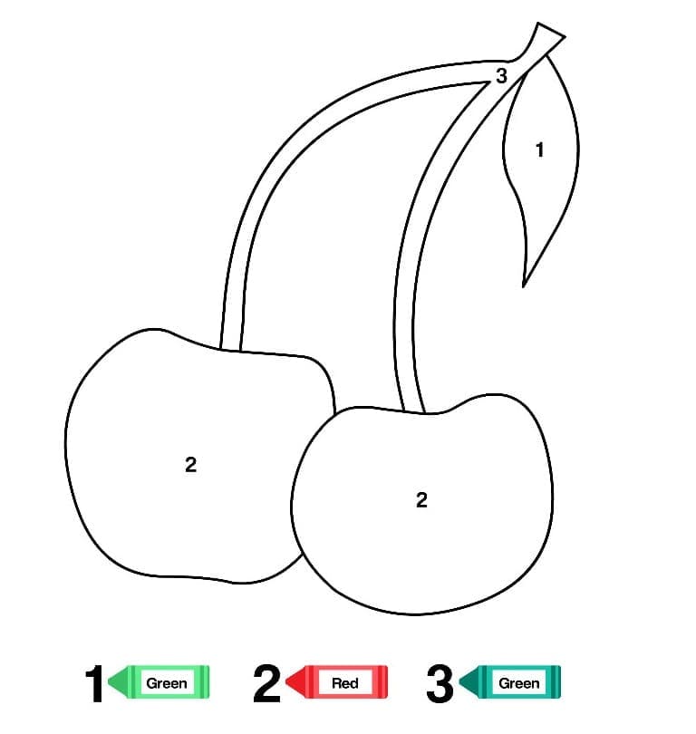 ぬりえページ: フルーツの数字塗り絵 (数字で塗り絵) #178012 - 無料の印刷可能なぬりえページ