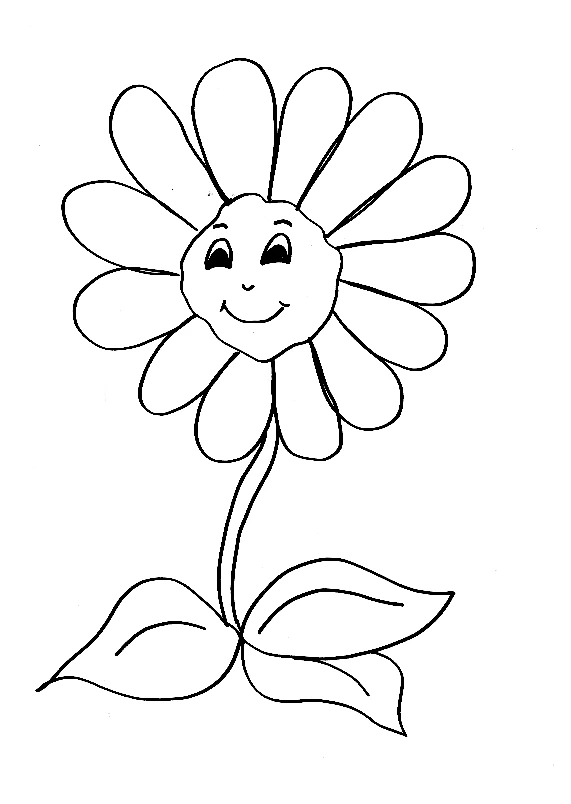 大きな花びらの笑顔の花 のぬりえ