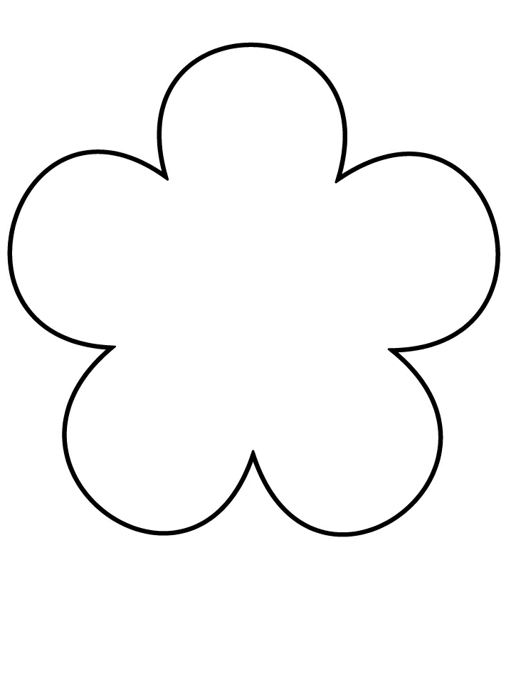 五枚の花びらのシンプルな花 のぬりえ
