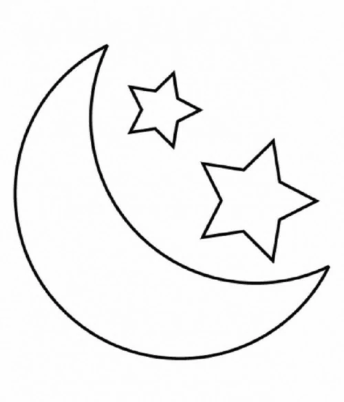 三日月と二つの星 のぬりえ