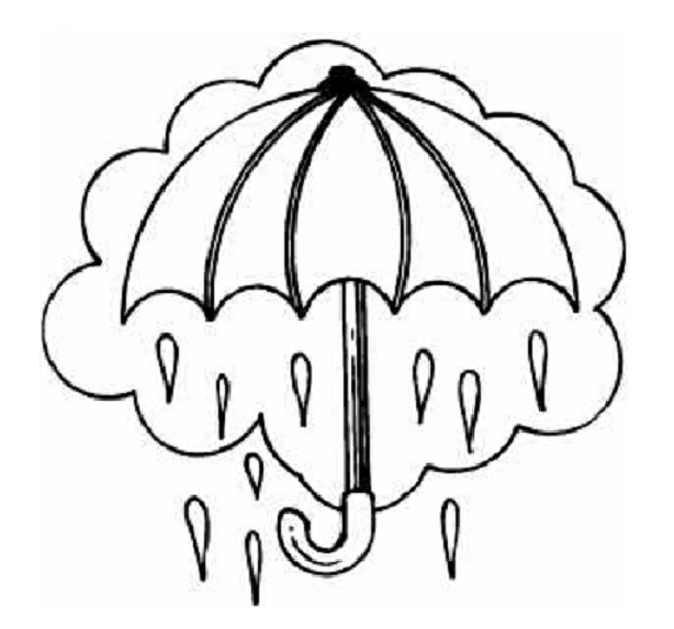 雨粒が降る傘 のぬりえ