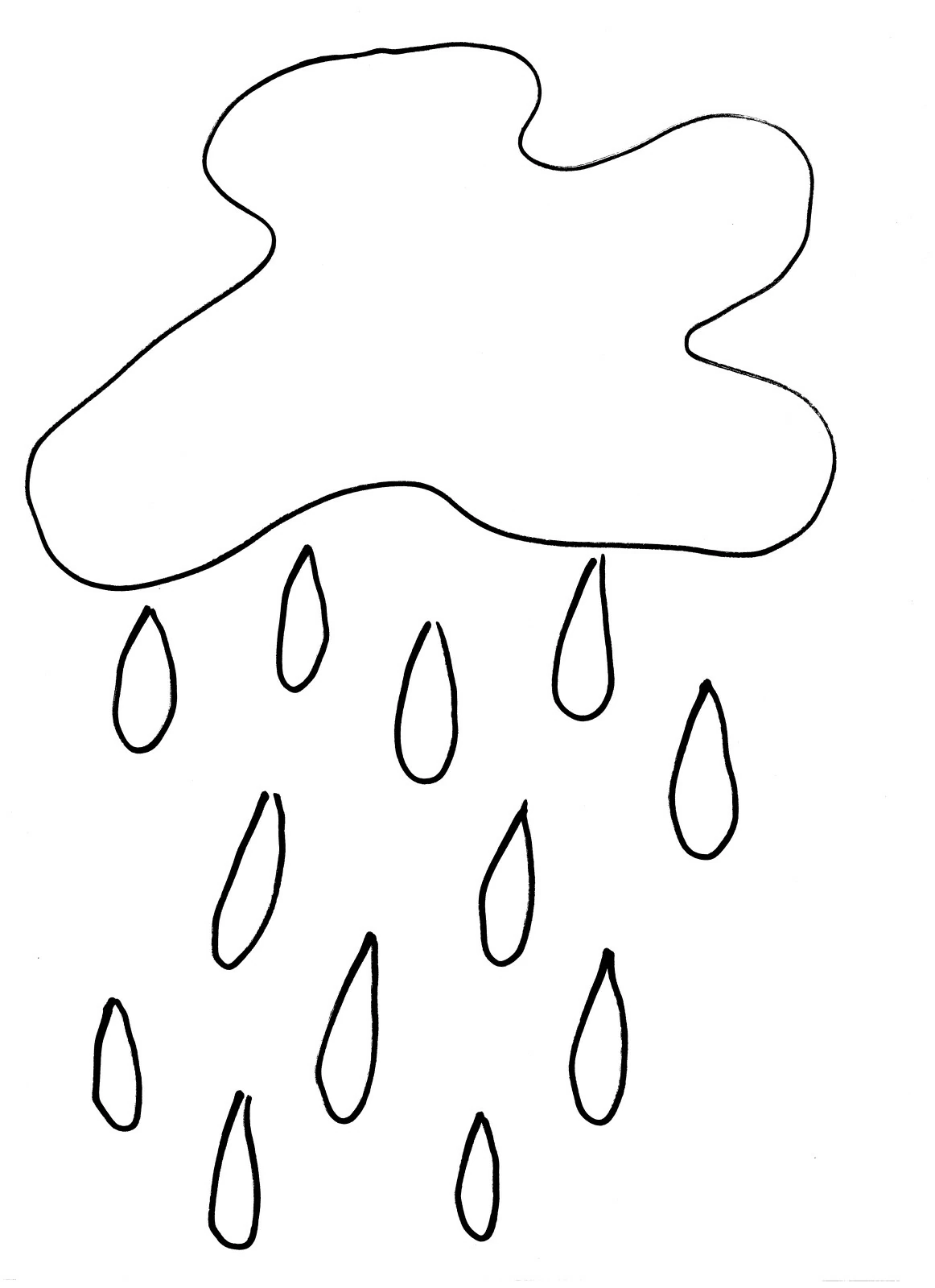 雲から落ちる雨のしずく のぬりえ