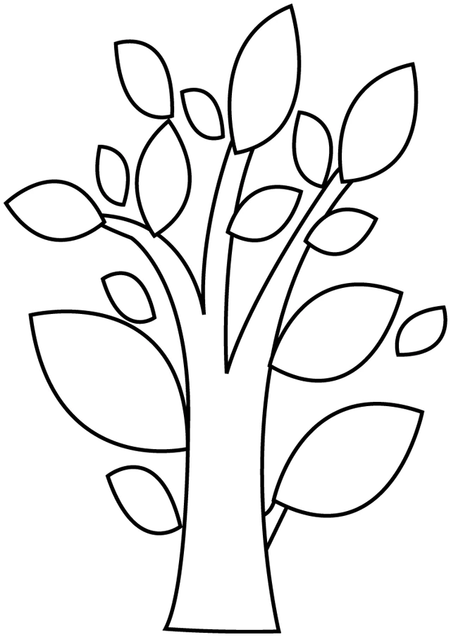 単純化された葉を持つ木 のぬりえ