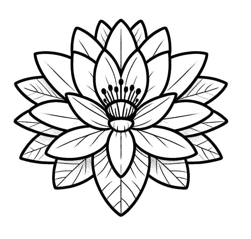 満開の睡蓮 のぬりえ
