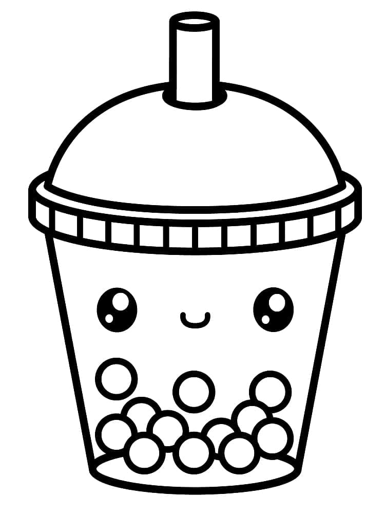 笑顔のタピオカミルクティー のぬりえ