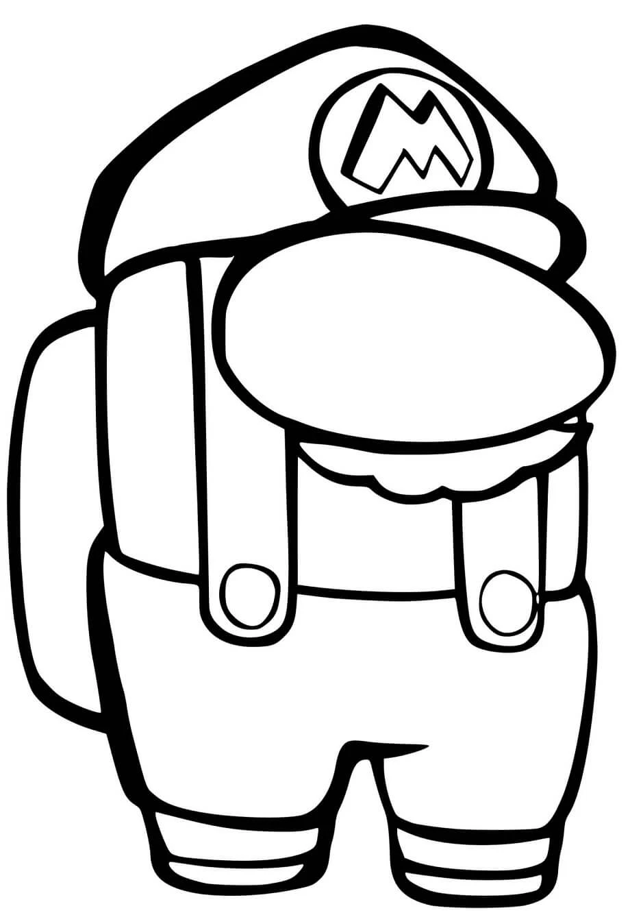Among Usのマリオ風キャラクター のぬりえ