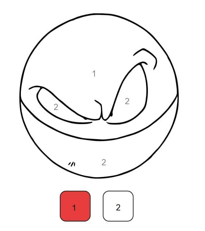 ビリリダマの数字ぬりえ のぬりえ