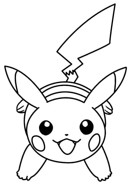 尾を上げて笑うピカチュウ のぬりえ