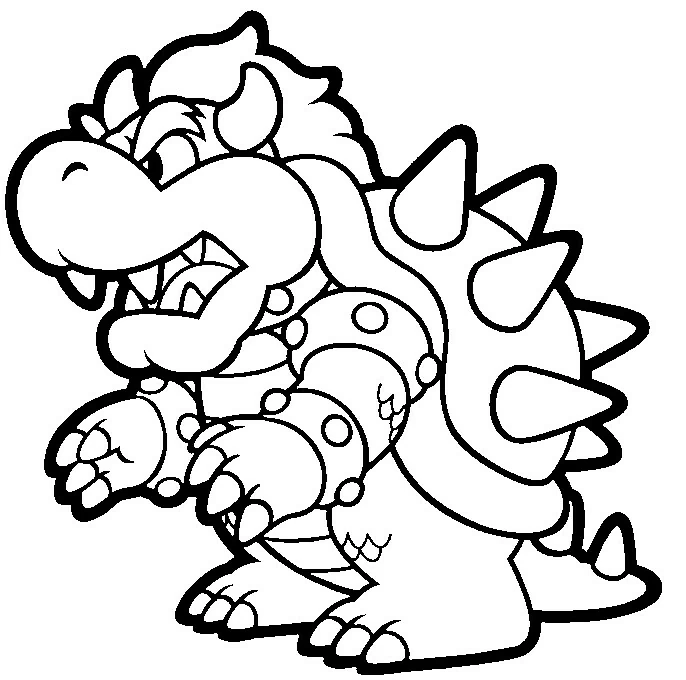 威嚇するポーズのクッパ のぬりえ