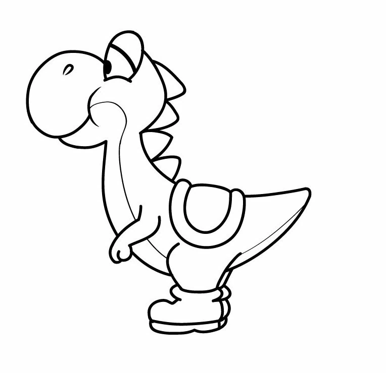ヨッシーが横向きに立っている絵 のぬりえ