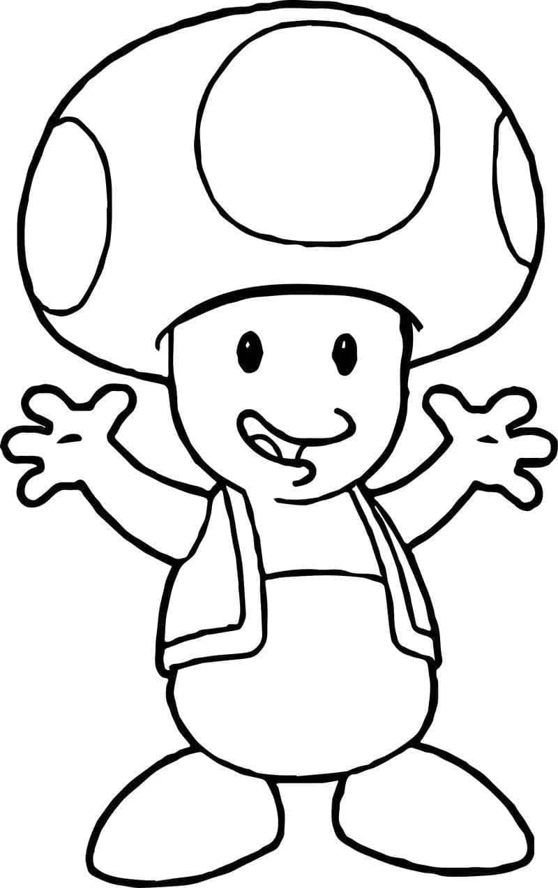両手を上げて笑うキノピオ のぬりえ