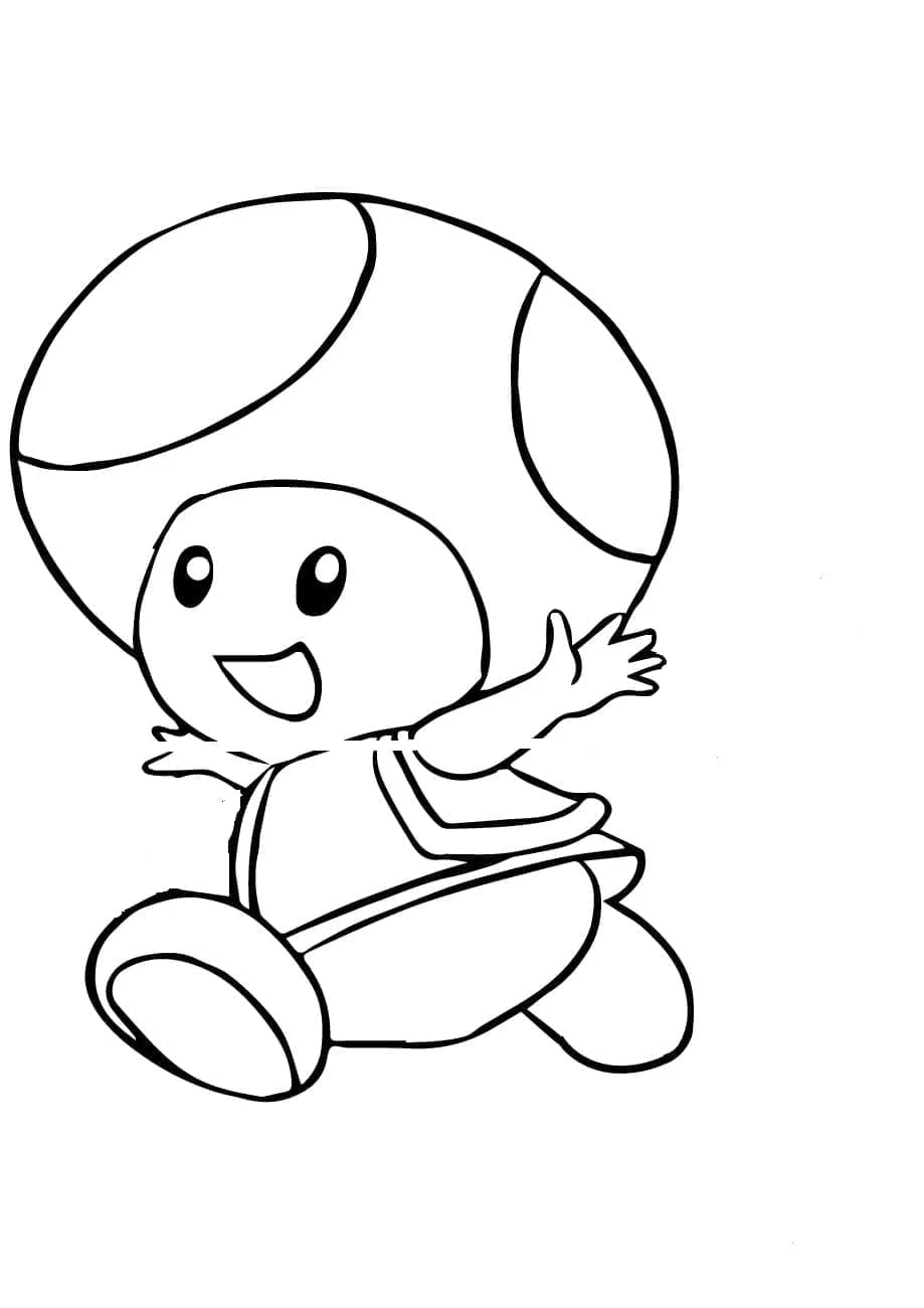 走って手を振るキノピオ のぬりえ