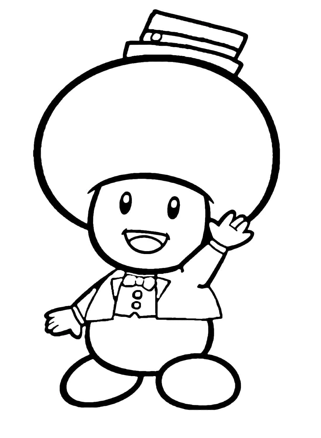 キノピオが笑顔で手を振る のぬりえ