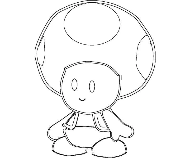 キノピオの笑顔とキノコの帽子 のぬりえ