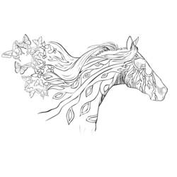 ぬりえページ: 大人の馬 (大人の塗り絵) #200359 - 無料の印刷可能なぬりえページ