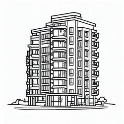 ぬりえページ: アパート (建物と建築) #189292 - 無料の印刷可能なぬりえページ