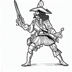 ぬりえページ: 銃士 (キャラクター) #191146 - 無料の印刷可能なぬりえページ