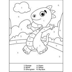 ぬりえ: 恐竜の数字塗り絵 - 無料の印刷可能なぬりえページ