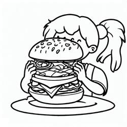 ぬりえページ: ハンバーガー (食べ物と栄養) #186742 - 無料の印刷可能なぬりえページ
