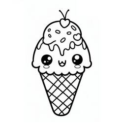 ぬりえページ: かわいいアイスクリーム (食べ物と栄養) #216298 - 無料の印刷可能なぬりえページ