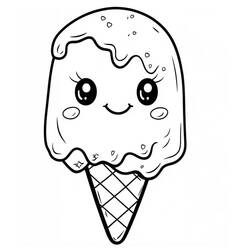 ぬりえページ: かわいいアイスクリーム (食べ物と栄養) #216318 - 無料の印刷可能なぬりえページ