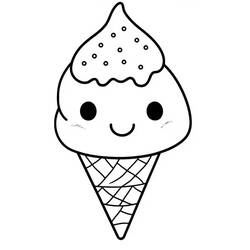 ぬりえページ: かわいいアイスクリーム (食べ物と栄養) #216322 - 無料の印刷可能なぬりえページ