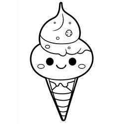 ぬりえページ: かわいいアイスクリーム (食べ物と栄養) #216325 - 無料の印刷可能なぬりえページ