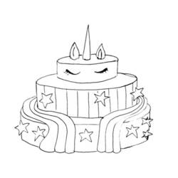 ぬりえページ: ユニコーンケーキ (食べ物と栄養) #212755 - 無料の印刷可能なぬりえページ