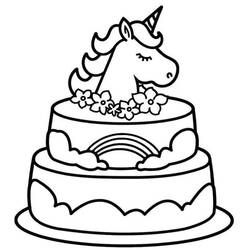 ぬりえページ: ユニコーンケーキ (食べ物と栄養) #212756 - 無料の印刷可能なぬりえページ