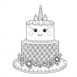 ぬりえページ: ユニコーンケーキ (食べ物と栄養) #212760 - 無料の印刷可能なぬりえページ