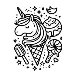 ぬりえページ: ユニコーンアイスクリーム (食べ物と栄養) #211771 - 無料の印刷可能なぬりえページ